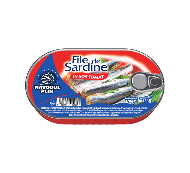 Năvodul Plin File de sardine în sos tomat 170g