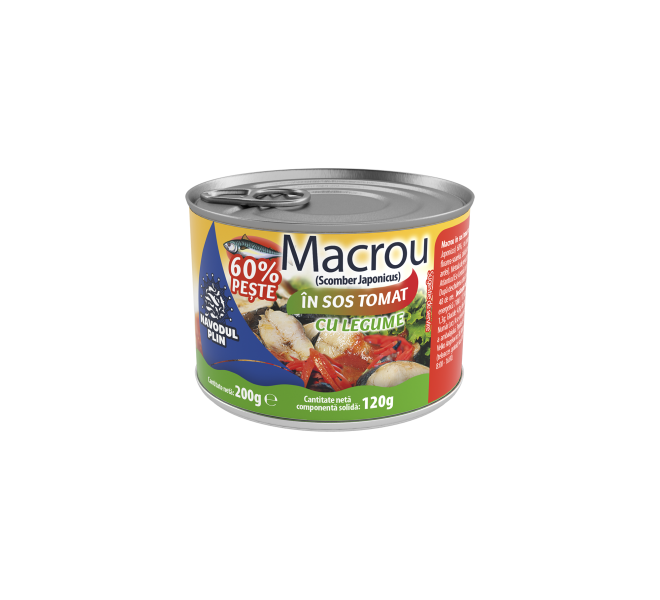 Năvodul Plin Macrou în sos tomat cu legume 200g