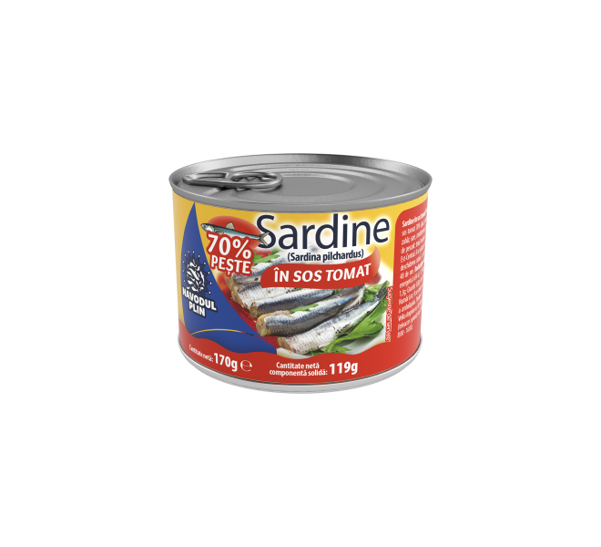 Năvodul Plin Sardine în sos tomat 170g