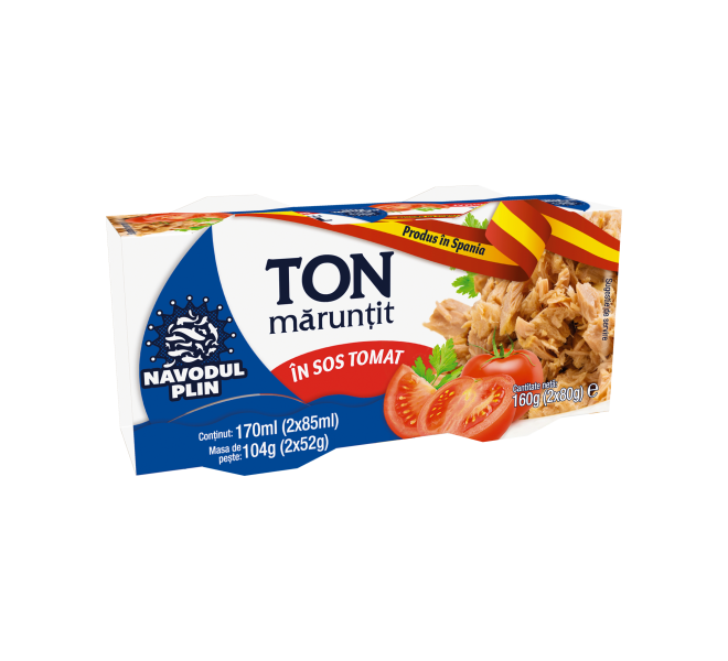 Năvodul Plin Ton mărunțit în sos tomat 160g (2x80g)