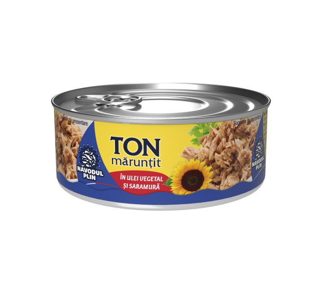 Năvodul Plin Ton mărunțit în ulei vegetal și saramură 160g