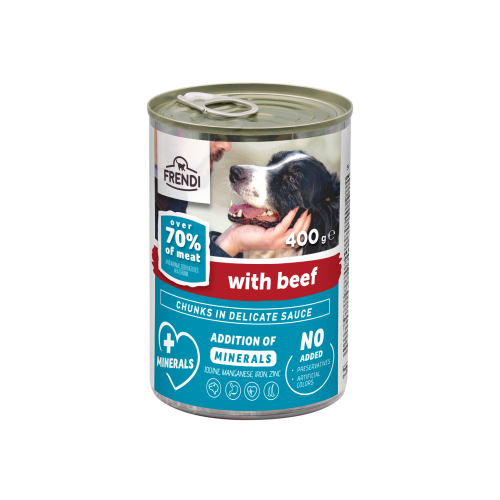 FRENDI Dog_Frendi Conserva cu bucati carne vita pt caini 400g