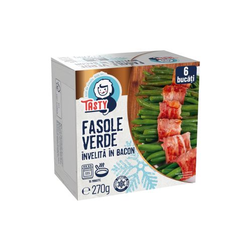 TASTY TASTY fasole verde invelita bacon g